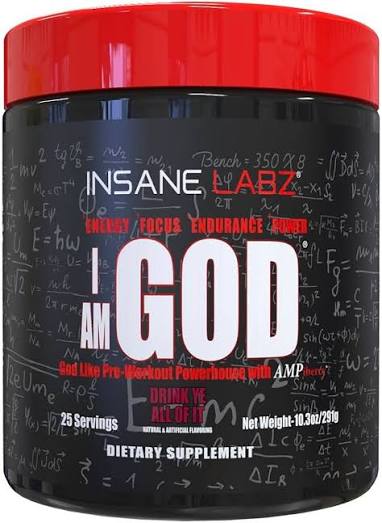 Amazon.com: Insane Labz I am God Pre Workout, High Stim Pre Workout Powder Loaded with Creatine and DMAE Bitartrate Fueled by AMPiberry, Energy Focus Endurance Muscle Growth,25 Srvgs,Drink Ye All of It :
