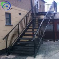 Prefabricated stairs are the perfect solution for these low maintenance projects. Outdoor Metal Fire Escape Staircase Exterior Prefab Mild Steel Stairs Hypaethral Wrought Iron Stair Handrail From China Tradewheel Com