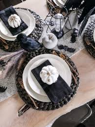 Black And White Halloween Table Decor Black And White Halloween Table Decorations With Images Halloween Table Decorations Table Decorations