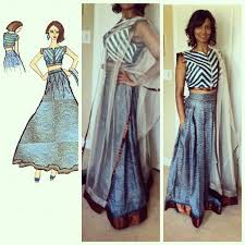 Black Boat Neck Crop Top Lehenga 3 Piece High Waisted Lengha With Pockets And Boat Neck Crop Top With Front Zipper Cerulean Blue And Bronze Traditional Indian Dress Indian Fashion Fashion