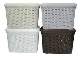 Rattan Plastic Large Storage Box 30 Litre Stackable With Swing Lid Hobby Plastic Container Storage Storage Container Homes Decorative Storage Bins