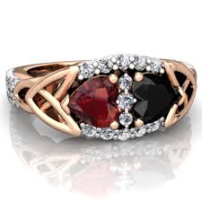 1.13 carat red diamond engagement ring vintage style, 14k white gold unique certified handmade. Garnet And Black Onyx Celtic Knot Engagement Ring R2645 Rgron