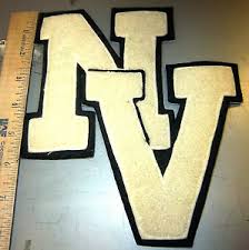 How to use patch in a sentence. Varsity Chenille Letter Nv Its 8 X 7 Inches New White With Black Trim Ebay