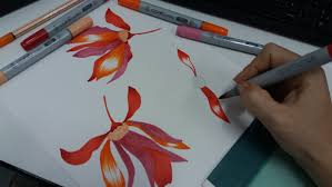 I'm using a brush spectrum noir markers.►who i am: Flower Illustration On Behance