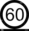 Speed limit sign 60 Black and White Stock Photos & Images - Alamy