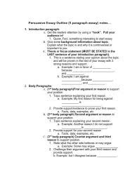 This is a good practice for your communication and research skills. Persuasive Essay Outline Format And Examples