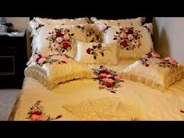 Top Stylish Hand Made Ribbon Work Designer Bed Sheets Designs Ideas Youtube In 2020 Designer Bed Sheets Handmade Bed Sheets Ribbon Work