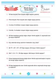 1 Sinif Matematik Ritmik Sayma Onluk Birlik 2020 Matematik 1 Sinif Matematik Evde Egitim