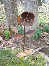 Scrap metal yard art flowers. Rustic Metal Yard Flower Lawn Art Sculpture Wv Crafted Scrap Metal Art Welding Art Metal Garden Art