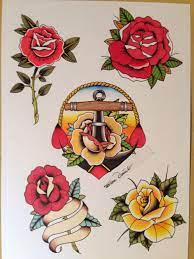 Rose Sheet Rose Traditional Tattoo Flash Anchor Traditional Tattoo Flash Rose Traditional Tattoo Traditional Tattoo