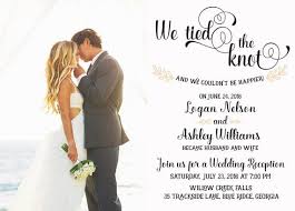 Wedding Reception Invitation We Tied The Knot Elopement Announcement Wedding Reception Invitations Reception Invitations Elopement Announcement