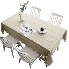 It has a pretty cover of robust polyester fabric in blue shades with decorative geometric stitching. Jooan S Kitchen Home Dining Table Cover Restaurant Tassel Design Cotton Linen Coffee Table Tablecloth 140x260cm Walmart Com Walmart Com