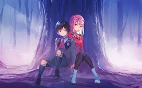 152 zero two darling in the franxx wallpaper. Download Wallpapers Hiro Zero Two Forest Manga Protagonists Darling In The Franxx Besthqwallpapers Com Anime Wallpaper Fofinho Personagens Naruto Shippuden