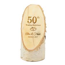 Customizable with your own logo/text. Personalized 50th Anniversary Natural Birch Wood Plaque