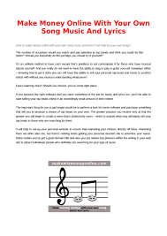 We did not find results for: Make Money Online With Your Own Song Music And Lyrics By Make Mix Money Online Issuu