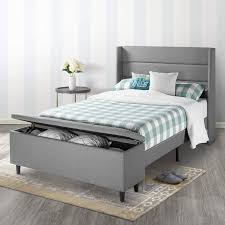 · same day delivery · free shipping on $35+ Amazon Com Mellow Platform Bed With Headboard And Bedside Storage Ottoman Queen Gray
