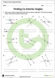 Finding Co Interior Angles Worksheet Angles Worksheet Worksheets Teaching Math