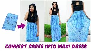 Diy Convert Old Saree Into Maxi Dress Diy Maxi Dress Diy Maxi Skirt Diy Dress