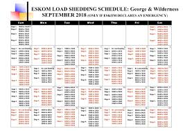 2020 january load shedding schedule (time table. September Load Shedding Schedule The Gremlin George News