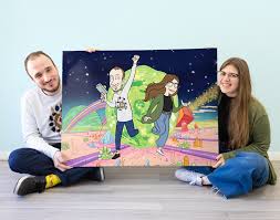 Джастин ройланд, крис парнелл, спенсер грэммер и др. Leinwand Rick And Morty Illustration 100x75cm Made In Gift