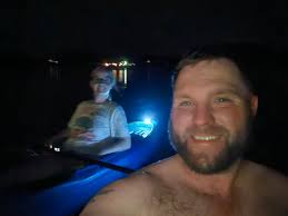 Kayaking at night with lights