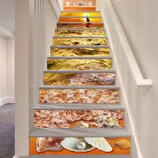 Decorative stair risers are handmade of talavera as plain and high relief tiles. 3d Pearly Shells Stair Risers Decoration Photo Mural Vinyl Decal Wallpaper Au
