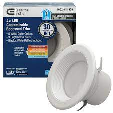 Commercial electric 4 led recessed light dimmable 7w soft white. Commercial Electric 4 In Selectable Integrated Led Recessed Trim Downlight 30 Configurations In One Fixture High Ceiling Output Dimmable 53802101 The Home Depot