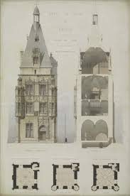 Georges Darcy Hotel De Ville De Dreux Facade Principale Coupe Plans Papier Aquarelle Architecture Drawing Architecture Drawings Art And Architecture