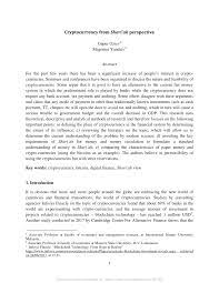 Pdf Cryptocurrency From Shariiah Perspective