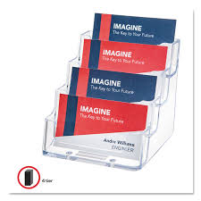 Brochure holders plastic, a crylic wall mount sign holder. 4 Pocket Business Card Holder By Deflecto Def70841 Ontimesupplies Com
