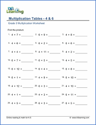 Count like crazy with our first grade math worksheets. Grade 3 Math Worksheet Multiplication Tables Of 4 6 K5 Learning