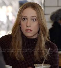 WornOnTV: Maia's brown houndstooth top