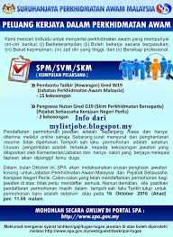 Dapatkan kerjaya idaman anda di sini ! Jawatan Kosong Di Suruhanjaya Perkhidmatan Awam Spa8 16 Oktober 2016 Appjawatan Malaysia