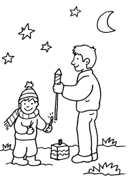 Bilder direkt von der abschussstelle. Kostenlose Malvorlage Silvester Vater Und Sohn Beim Feuerwerk Zum Ausmalen