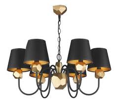 Sha0654 Hid06 Shard 6 Light Black And Gold Chandelier With Shades Black Ceiling Lighting Gold Ceiling Light Gold Ceiling