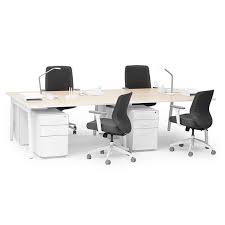Series A Double Desk For 4 White Legs Modern Office Furniture In 2020 Office Furniture Modern Cheap Office Furniture Modern Office