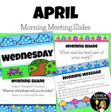 April Morning Meeting Questions Worksheets Teaching Resources Tpt