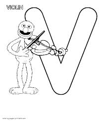 Free printable letter v coloring pages of alphabet. Grover With A Violin And The Letter V Coloring Book Sesame Street Coloring Pages Printable Com