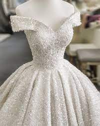 2020 Princess Off Shoulder Glitter Wedding Dresses Ball Gowns Ball Gown Wedding Dress Glitter Wedding Dress Wedding Dresses Lace