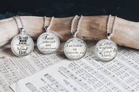 Classic Elegant Scripture Based Jewelry Silver Glass Pendant Necklace Large  Option Multiple Bible Verses Christian Faith Earrings Bracelet