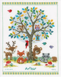 In The Woods Birth Record Counted Cross Stitch Kit