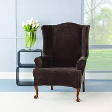 There are 75 sure fit slipcovers for sale on etsy, and they cost $58.03 on average. Sure Fit Stretch Plush Chocolate Wing Chair Slipcover Overstock 7538938