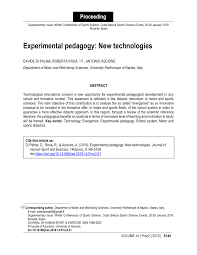 Journal of human sport and exercise. Pdf Experimental Pedagogy New Technologies