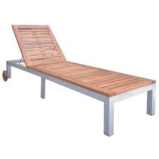Wooden Sun Lounger Acasia Wood Metal Frame Adjustable Outdoor Garden Furniture Balancelle Chaise Longue Mobilier Jardin
