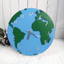 Earth Clock Add An Aeroplane To The Second Hand Decor Planet Educational Decor World Clock