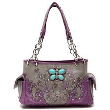 Cowgirl Trendy Western Butterfly Concealed Carry Purse Handbag Bag Purple Cowgirltrendy Handbag Purple Bags Purses And Handbags Concealed Carry Purse