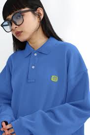 ELLA LOGO POLO SWEATER IN BLUE
