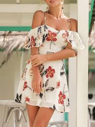 Flutter Sleeve Spaghetti Strap Floral Casual Dress Floral Dress Casual Short Dresses Casual Casual Summer Dresses
