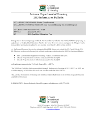 Arizona Department of Housing 2013 Information Bulletin