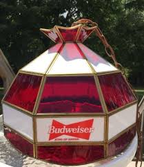 Vintage Budweiser King Of Beers Beer Stained Glass Hanging Light Lamp Bar Pool Beer Stain Hanging Light Lamp Budweiser Light